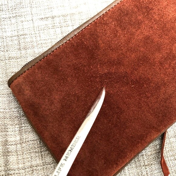 SOLD ~ Vintage Coach Corset Laced Wristlet 7139 Rust Suede and Brown Leather EUC - Picture 8 of 10